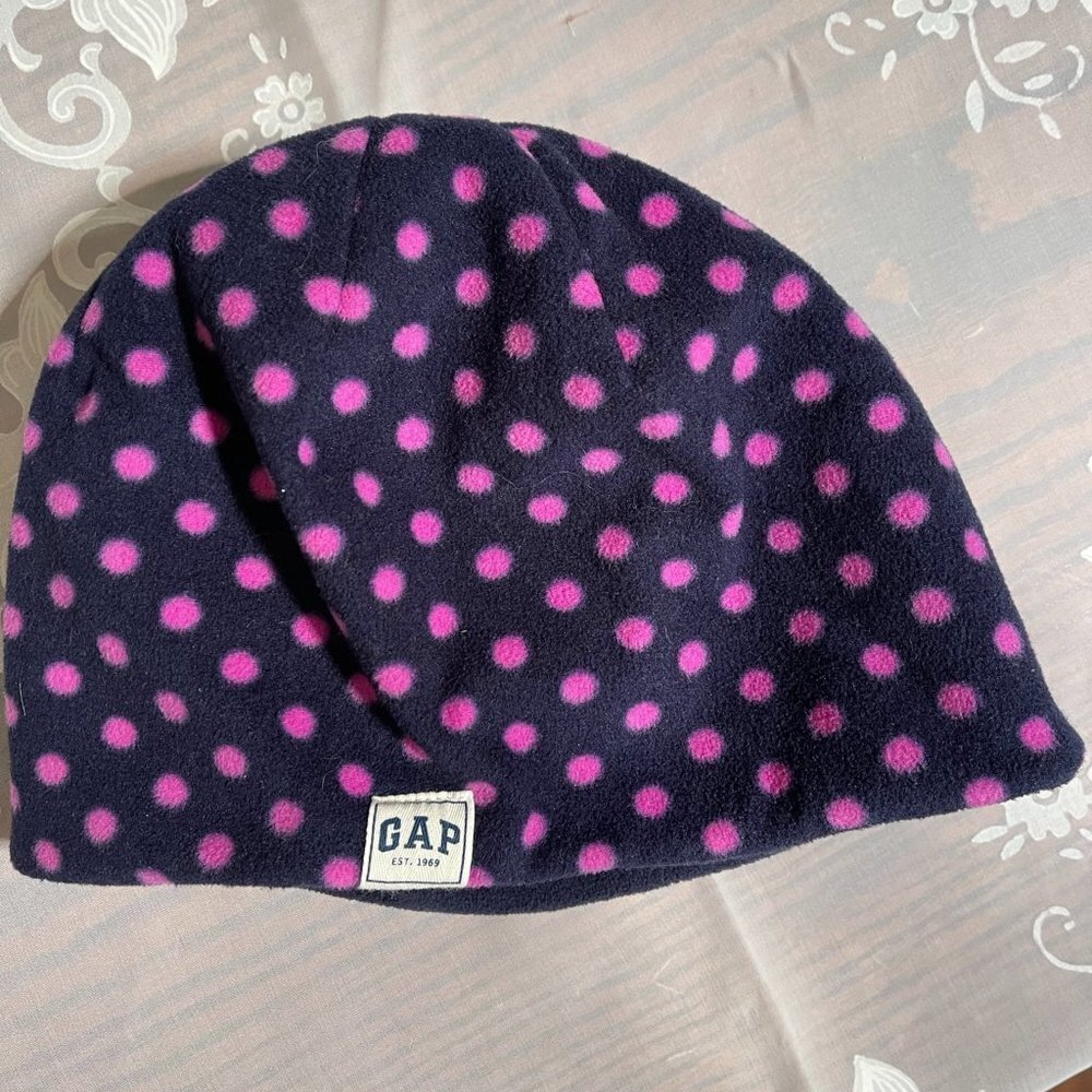 Gap Kids Fleece Beanie Hat In Navy And Purple Super Soft